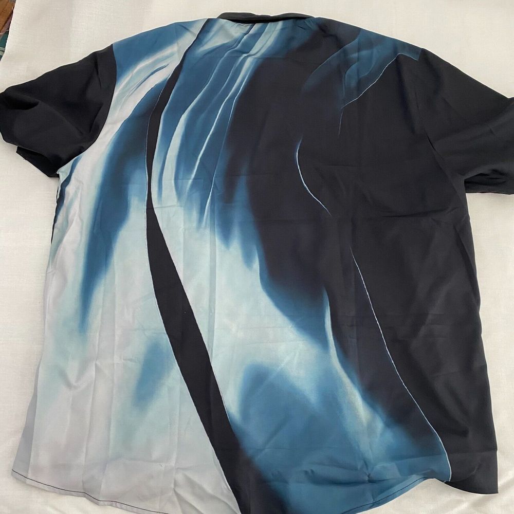 Hardaddy Shirt 2XL Mens Blue/Black Tie-Dye Short Sleeve Classic Fitted Button-Up - Picture 7 of 7